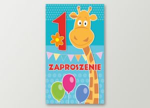Zaproszenia dla dzieci - 1 roczek z żyrafą